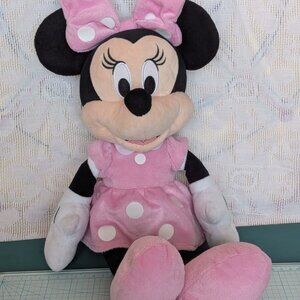 Disney Plush Pink White Polka Dot Minnie Mouse Soft Stuffed Animal Toy 16"
